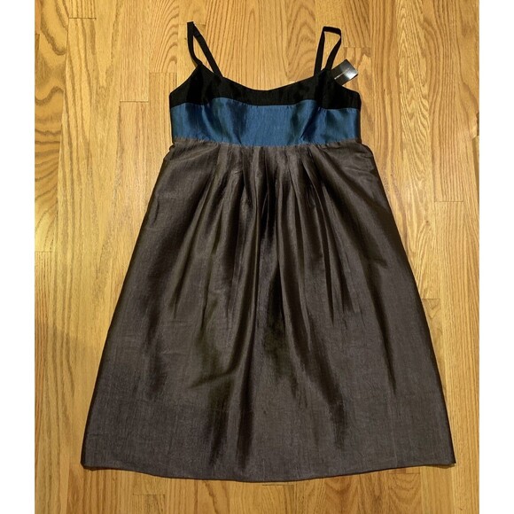 BCBG MAXAZRIA Color block Metallic Pleated Sleeveless Dress Pockets Size 6 NWT - Picture 8 of 12